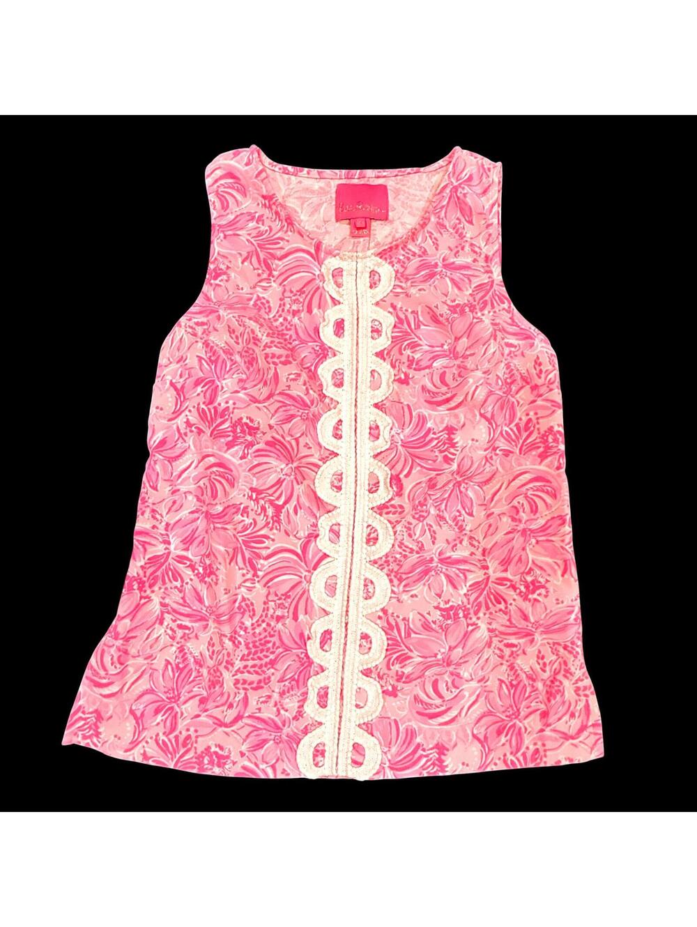 LILLY PULITZER Fola Sleeveless Lace Top Pink White Sz 00